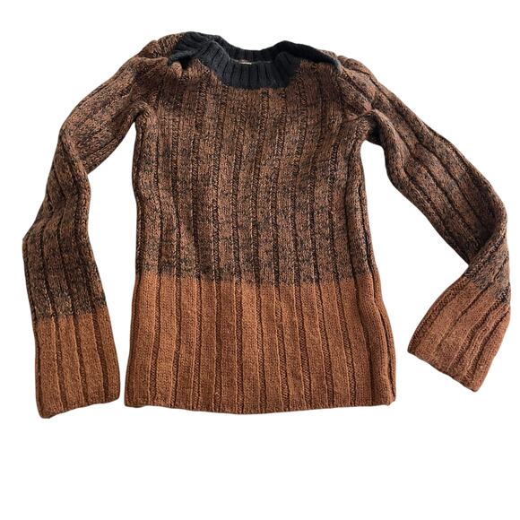 Mabli Boys Brown Rib Knit Colorblock !00% Wool Sweater size 12 Months - Picture 1 of 6